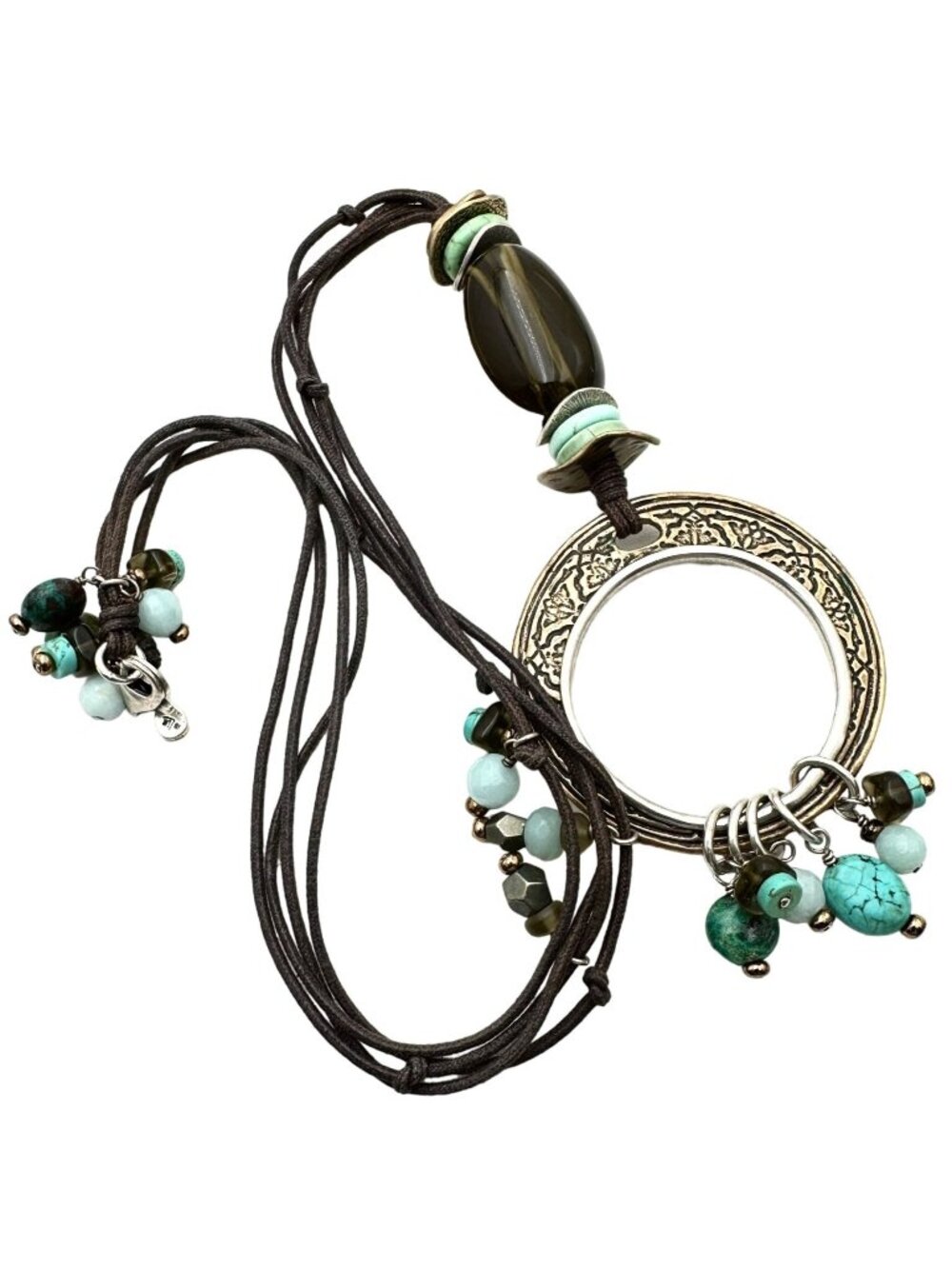 SILPADA Necklace Howlite Amazonite Charm N1892 Sterling Beaded 26”